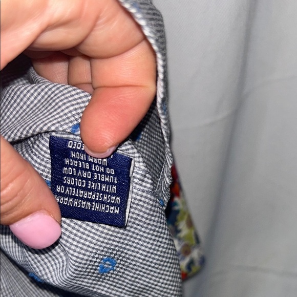 Robert Graham Blue Gray Polka Dot Shirt - Picture 6 of 10